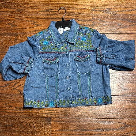 Vintage Country Wear Casuals Lorree G. Star Denim Jacket With Embroidery Size PL - Picture 7 of 15